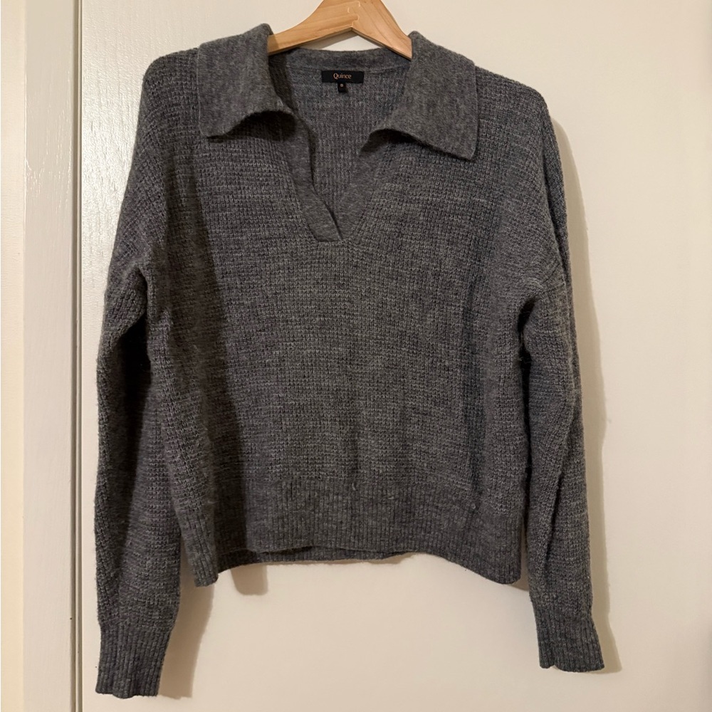 Quince Charcoal Knit Wool Blend Sweater